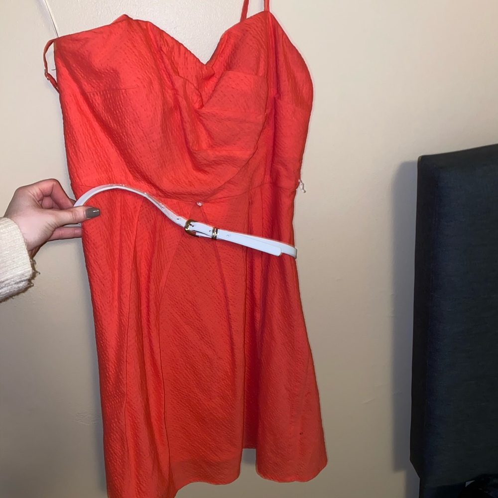 Spring dress with white belt